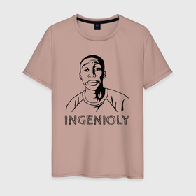 Мужская футболка хлопок с принтом Ingeniously в Тюмени, 100% хлопок | прямой крой, круглый вырез горловины, длина до линии бедер, слегка спущенное плечо. | ingeniously | khabane lame | khaby | блогер | тик ток | хаби | хаби лейм