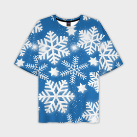 Мужская футболка OVERSIZE 3D с принтом Снежное небо в Тюмени,  |  | зима | небо | новый год | снег | снежинки