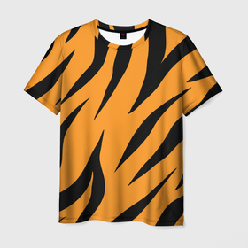 Мужская футболка 3D с принтом Тигррра. , 100% полиэфир | прямой крой, круглый вырез горловины, длина до линии бедер | Тематика изображения на принте: год | новый | праздники | пятна | рождестао | тигр | узор | шерсть