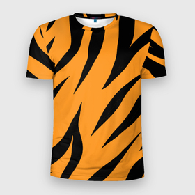 Мужская футболка 3D Slim с принтом Тигррра. , 100% полиэстер с улучшенными характеристиками | приталенный силуэт, круглая горловина, широкие плечи, сужается к линии бедра | год | новый | праздники | пятна | рождестао | тигр | узор | шерсть