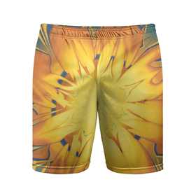 Мужские шорты спортивные с принтом Солнечный цветок. Абстракция. 535 332 32. ,  |  | abstraction | blue | flower | fractal | sunny | yellow | абстракция | желтый | на витрину | солнечный | фрактал | цветок