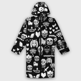 Дождевик унисекс 3D с принтом UNDERTALE PATTERN БЕЛЫЙ в Рязани,  |  | Тематика изображения на принте: asriel dreemurr | chara | frisk | gaster blaster | heart | sans | undertale | азриэль дримурр | андертейл | гастер | меттатон | санс | сердце | фриск | чара