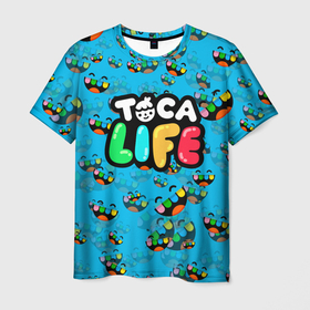 Мужская футболка 3D с принтом Toca Boca logo blue | Тока Бока , 100% полиэфир | прямой крой, круглый вырез горловины, длина до линии бедер | toca boca | детская игра | игра | лого | логотип | персонажи | прикоснуться ко рту | тока бока