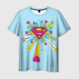 Мужская футболка 3D с принтом Logo The 14th of February Superman в Петрозаводске, 100% полиэфир | прямой крой, круглый вырез горловины, длина до линии бедер | Тематика изображения на принте: 14 февраля | statwb | super man | superman | valentine | valentines | валентин | влюблён | влюблённые | день валентина | день влюблённых | любвоная | любовь | мульт | мультики | мультфильм | св валентин | супермен