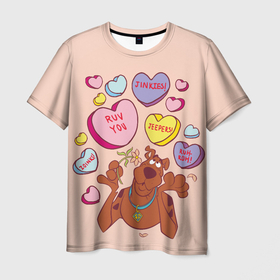 Мужская футболка 3D с принтом Scooby Doo | Valentine , 100% полиэфир | прямой крой, круглый вырез горловины, длина до линии бедер | 14 февраля | scooby | scooby doo | statwb | valentine | valentines | валентин | влюблён | влюблённые | день валентина | день влюблённых | любвоная | любовь | мульт | мультики | мультфильм | св валентин | скуби | скуби ду