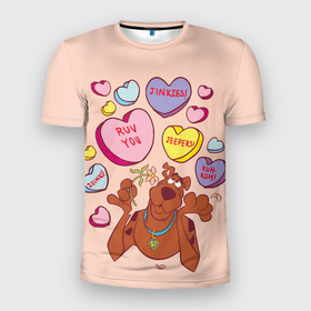 Мужская футболка 3D Slim с принтом Scooby Doo | Valentine в Кировске, 100% полиэстер с улучшенными характеристиками | приталенный силуэт, круглая горловина, широкие плечи, сужается к линии бедра | 14 февраля | scooby | scooby doo | statwb | valentine | valentines | валентин | влюблён | влюблённые | день валентина | день влюблённых | любвоная | любовь | мульт | мультики | мультфильм | св валентин | скуби | скуби ду
