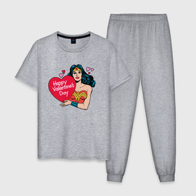 Мужская пижама хлопок с принтом Wonder Woman | Valentine в Санкт-Петербурге, 100% хлопок | брюки и футболка прямого кроя, без карманов, на брюках мягкая резинка на поясе и по низу штанин
 | 14 февраля | statwb | valentine | valentines | wonder woman | валентин | влюблён | влюблённые | день валентина | день влюблённых | любвоная | любовь | мульт | мультики | мультфильм | св валентин | чудо женщина