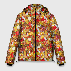Мужская зимняя куртка 3D с принтом Еда (Fast Food) в Петрозаводске, верх — 100% полиэстер; подкладка — 100% полиэстер; утеплитель — 100% полиэстер | длина ниже бедра, свободный силуэт Оверсайз. Есть воротник-стойка, отстегивающийся капюшон и ветрозащитная планка. 

Боковые карманы с листочкой на кнопках и внутренний карман на молнии. | burger | cheeseburger | fast food | hamburger | hot dog | pizza | taco burrito | блюдо | бургер | быстрое питание | гамбургер | еда | жратва | завтрак | корм | кушанье | макдоналдс | обед | перекус | пицца | пища | повар