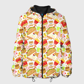 Мужская куртка 3D с принтом Продукты Питания в Белгороде, ткань верха — 100% полиэстер, подклад — флис | прямой крой, подол и капюшон оформлены резинкой с фиксаторами, два кармана без застежек по бокам, один большой потайной карман на груди. Карман на груди застегивается на липучку | burger | cheeseburger | fast food | hamburger | hot dog | pizza | блюдо | бургер | быстрое питание | гамбургер | еда | жратва | завтрак | закуска | картошка фри | корм | кушанье | макдоналдс | обед | перекус | пицца | пища | повар