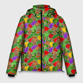 Мужская зимняя куртка 3D с принтом Овощи (ЗОЖ) в Кировске, верх — 100% полиэстер; подкладка — 100% полиэстер; утеплитель — 100% полиэстер | длина ниже бедра, свободный силуэт Оверсайз. Есть воротник-стойка, отстегивающийся капюшон и ветрозащитная планка. 

Боковые карманы с листочкой на кнопках и внутренний карман на молнии. | Тематика изображения на принте: блюдо | веган | вегетарианец | витамины | диета | еда | жратва | завтрак | здоровое питание | здоровье | зелень | зож | корм | кушанье | обед | овощи | офощи | перекус | пища | повар | продукты питания