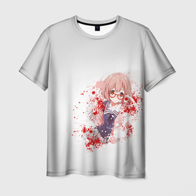 Мужская футболка 3D с принтом Курияма кровь , 100% полиэфир | прямой крой, круглый вырез горловины, длина до линии бедер | аниме девочка | за гранью | курияма | курияма мирай | мирай