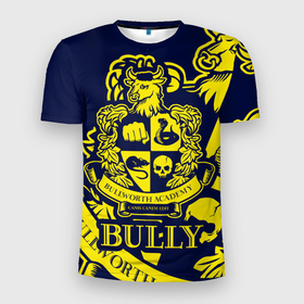 Мужская футболка 3D Slim с принтом Bully, Bullworth Academy в Екатеринбурге, 100% полиэстер с улучшенными характеристиками | приталенный силуэт, круглая горловина, широкие плечи, сужается к линии бедра | bullworth academy | bully | canis canem edit | академия буллворта | булворт | булли | игры