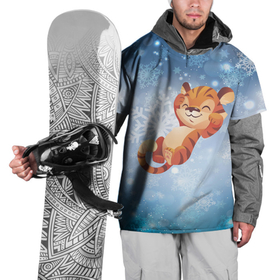 Накидка на куртку 3D с принтом Довольный тигренок Новогодний в Курске, 100% полиэстер |  | 2022 | год тигра | новый год | новый год 2022 | символ года | тигр | тигренок | тигрица | тигры
