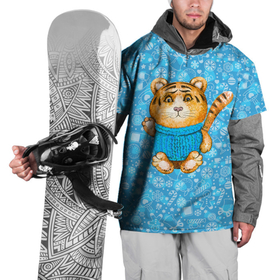 Накидка на куртку 3D с принтом Плюшевый тигренок в свитере в Тюмени, 100% полиэстер |  | 2022 | год тигра | новый год | новый год 2022 | символ года | тигр | тигренок | тигрица | тигры