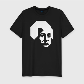 Мужская футболка хлопок Slim с принтом Альберт Эйнштейн   минимализм , 92% хлопок, 8% лайкра | приталенный силуэт, круглый вырез ворота, длина до линии бедра, короткий рукав | альберт эйнштейн | великие | космология | космос | наука | теория | теория относительности | ученый | физика | эйнштейн