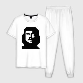 Мужская пижама хлопок с принтом Че   минимализм в Екатеринбурге, 100% хлопок | брюки и футболка прямого кроя, без карманов, на брюках мягкая резинка на поясе и по низу штанин
 | кастро | коммунизм | куба | минимализм | революция | социализм | че | че гевара