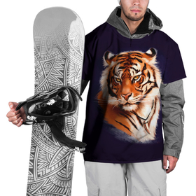 Накидка на куртку 3D с принтом Грозный Тигр | Символ 2022 Года | Tiger Beast в Кировске, 100% полиэстер |  | Тематика изображения на принте: 2022 | beast | black | cat | christmas | merry | new year | tiger | xmas | водяной | год тигра | животные | зверь | когти | кот | кошки | новый год | огонь | паттерн | полосатый | рождество | тигр | узор | чб | черный