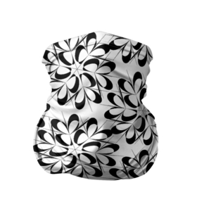 Бандана-труба 3D с принтом Чёрные цветы на белом в Кировске, 100% полиэстер, ткань с особыми свойствами — Activecool | плотность 150‒180 г/м2; хорошо тянется, но сохраняет форму | абстракция | геометрия | кружево | снежинки | цветы