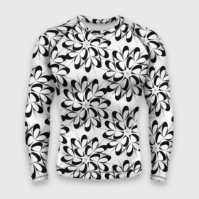 Мужской рашгард 3D с принтом Чёрные цветы на белом в Кировске,  |  | Тематика изображения на принте: абстракция | геометрия | кружево | снежинки | цветы