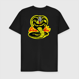 Мужская футболка хлопок Slim с принтом Cobra Kai logo (спина) , 92% хлопок, 8% лайкра | приталенный силуэт, круглый вырез ворота, длина до линии бедра, короткий рукав | cobra kai | karate | logotype | martial arts | netflix | snake | боевые искусства | джонни лоуренс | дэниэл ларуссо | змея | каратэ | кобра кай | логотип | нетфликс | сериалы