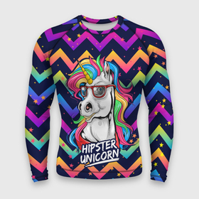 Мужской рашгард 3D с принтом Единорог Хипстер  Hipster Unicorn ,  |  | neon | star | unicorn | единорог | звезды | конь | лошадь | неон | пони | радуга | радужный | субкультура | хипстер | хипстэр | юникорн
