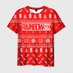 Мужская футболка 3D с принтом СВИТЕР НОВОГОДНИЙ RAINBOW SIX SIEGE , 100% полиэфир | прямой крой, круглый вырез горловины, длина до линии бедер | caveira | dokkaebi | ela | frost | lord | mute | outbreak | pro league | r6 | r6s | rainbow | rainbow six siege | smoke | tachanka | tom clancys | vigil | аутбрейк | кавейра | лорд | новый год rainbow six siege | про лига | р6 | радуга 6 осада | 