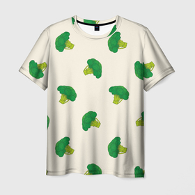 Мужская футболка 3D с принтом Брокколи паттерн в Екатеринбурге, 100% полиэфир | прямой крой, круглый вырез горловины, длина до линии бедер | Тематика изображения на принте: брокколи | веган | вегетарианец | еда | зелень | зож | овощи | паттерн | пп | правильное питание | салаты