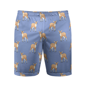 Мужские шорты спортивные с принтом Оленята паттерн ,  |  | детеныш | животные | звери | лесные звери | олененок | олени | олень | оленята | паттерн