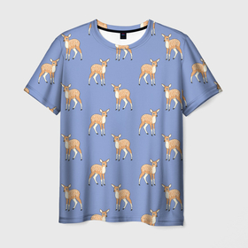 Мужская футболка 3D с принтом Оленята паттерн в Белгороде, 100% полиэфир | прямой крой, круглый вырез горловины, длина до линии бедер | детеныш | животные | звери | лесные звери | олененок | олени | олень | оленята | паттерн