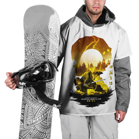 Накидка на куртку 3D с принтом Зенитцу Клинок демонов в Тюмени, 100% полиэстер |  | Тематика изображения на принте: demon slayer | zenitsu | зенитцу | клинок демонов | луна | молния | силуэт
