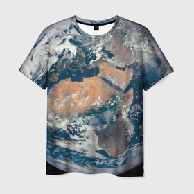 Мужская футболка 3D с принтом третья планета от Солнца Земля в Санкт-Петербурге, 100% полиэфир | прямой крой, круглый вырез горловины, длина до линии бедер | earth | planet | земля | космос | планета