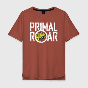 Мужская футболка хлопок Oversize с принтом PRIMAL ROAR logo в Кировске, 100% хлопок | свободный крой, круглый ворот, “спинка” длиннее передней части | awesome | groove metal | logo | metal | логотип | метал