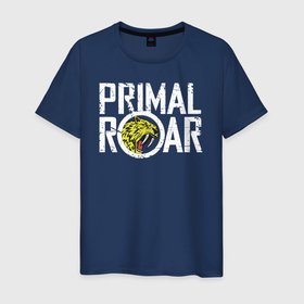 Мужская футболка хлопок с принтом PRIMAL ROAR logo , 100% хлопок | прямой крой, круглый вырез горловины, длина до линии бедер, слегка спущенное плечо. | awesome | groove metal | logo | metal | логотип | метал