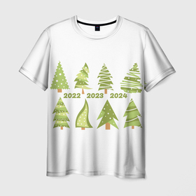 Мужская футболка 3D с принтом Ёлки новый Год в Курске, 100% полиэфир | прямой крой, круглый вырез горловины, длина до линии бедер | 2022 | 2023 | 2024 | елка | зима | новый год