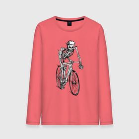 Мужской лонгслив хлопок с принтом Crazy Rider в Тюмени, 100% хлопок |  | bicycle | hype | skeleton | skull | speed | велосипед | скелет | скорость | хайп | череп