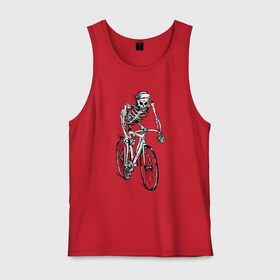 Мужская майка хлопок с принтом Crazy Rider , 100% хлопок |  | bicycle | hype | skeleton | skull | speed | велосипед | скелет | скорость | хайп | череп