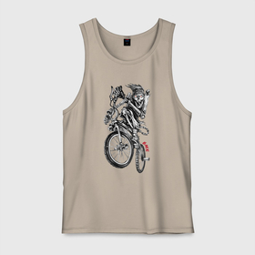 Мужская майка хлопок с принтом Skeleton on a cool bike в Тюмени, 100% хлопок |  | bike | bmx | bones | extreme | hype | jaw | skeleton | skull | star | teeth | tongue | велосипед | звезда | зубы | кости | пасть | скелет | хайп | экстрим | язык
