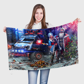 Флаг 3D с принтом АПОКАЛИПТИЧЕСКИЙ НОВЫЙ ГОД ПО РУССКИ 2022 в Кировске, 100% полиэстер | плотность ткани — 95 г/м2, размер — 67 х 109 см. Принт наносится с одной стороны | 