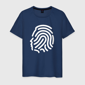 Мужская футболка хлопок с принтом Человек   отпечаток в Тюмени, 100% хлопок | прямой крой, круглый вырез горловины, длина до линии бедер, слегка спущенное плечо. | большой брат | голова | отпечаток | отпечаток пальца | слежка | человек
