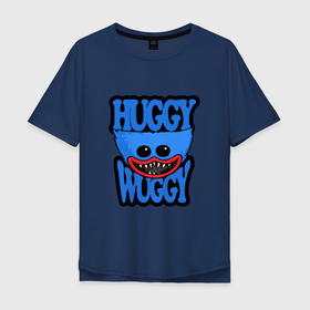 Мужская футболка хлопок Oversize с принтом Huggy Wuggy 01 в Курске, 100% хлопок | свободный крой, круглый ворот, “спинка” длиннее передней части | huggy wuggy | poppy playtime | survival horror | игра на выживание | поппи | хагги вагги | хагиваги | хорор