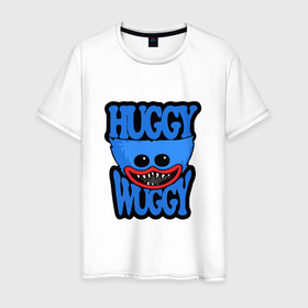 Мужская футболка хлопок с принтом Huggy Wuggy 01 в Тюмени, 100% хлопок | прямой крой, круглый вырез горловины, длина до линии бедер, слегка спущенное плечо. | huggy wuggy | poppy playtime | survival horror | игра на выживание | поппи | хагги вагги | хагиваги | хорор