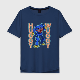 Мужская футболка хлопок Oversize с принтом Huggy Wuggy Poppy 02 , 100% хлопок | свободный крой, круглый ворот, “спинка” длиннее передней части | huggy wuggy | poppy playtime | survival horror | выживание | поппи | ужастик | хагги вагги