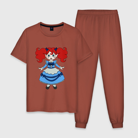 Мужская пижама хлопок с принтом Poppy Playtime doll 01 , 100% хлопок | брюки и футболка прямого кроя, без карманов, на брюках мягкая резинка на поясе и по низу штанин
 | playtime doll | poppy | poppy doll | poppy playtime | survival horror | выживалка | поппи | хагги вагги