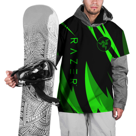 Накидка на куртку 3D с принтом RAZER | GREEN в Петрозаводске, 100% полиэстер |  | Тематика изображения на принте: 101 | brand | company | gamer | green | logo | mamba | naga | player | razer | rzr | snake | бренд | железо | зеленый | змея | компания | лого | рейзер | софт