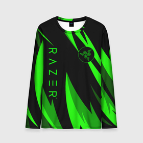 Мужской лонгслив 3D с принтом RAZER | GREEN в Екатеринбурге, 100% полиэстер | длинные рукава, круглый вырез горловины, полуприлегающий силуэт | 101 | brand | company | gamer | green | logo | mamba | naga | player | razer | rzr | snake | бренд | железо | зеленый | змея | компания | лого | рейзер | софт