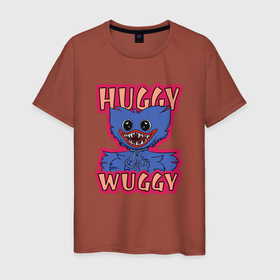 Мужская футболка хлопок с принтом ХАГГИ ВАГГИ новый в Тюмени, 100% хлопок | прямой крой, круглый вырез горловины, длина до линии бедер, слегка спущенное плечо. | huggy wuggy | poppy playtime | survival horror | игра на выживание | хагги вагги  poppy playtime | хорор