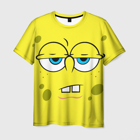 Мужская футболка 3D с принтом Губка Боб в Тюмени, 100% полиэфир | прямой крой, круглый вырез горловины, длина до линии бедер | губка | губка боб | желтый | мульт