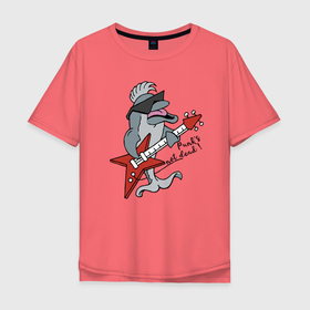 Мужская футболка хлопок Oversize с принтом Punks not dead в Петрозаводске, 100% хлопок | свободный крой, круглый ворот, “спинка” длиннее передней части | dolphin | guitar | hair | hype | music | tail | tongue | гитара | дельфин | музыка | очки | хайп | хвост | язык