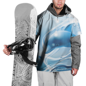 Накидка на куртку 3D с принтом Дельфин в лазурном океане в Екатеринбурге, 100% полиэстер |  | dolphin | fin | ocean | rays | water | вода | дельфин | лучи | океан | плавник