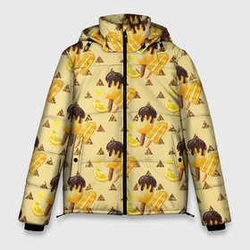 Мужская зимняя куртка 3D с принтом лимонное мороженое в Тюмени, верх — 100% полиэстер; подкладка — 100% полиэстер; утеплитель — 100% полиэстер | длина ниже бедра, свободный силуэт Оверсайз. Есть воротник-стойка, отстегивающийся капюшон и ветрозащитная планка. 

Боковые карманы с листочкой на кнопках и внутренний карман на молнии. | десерт | лимон | лимонный | мороженое | сладость | эскимо